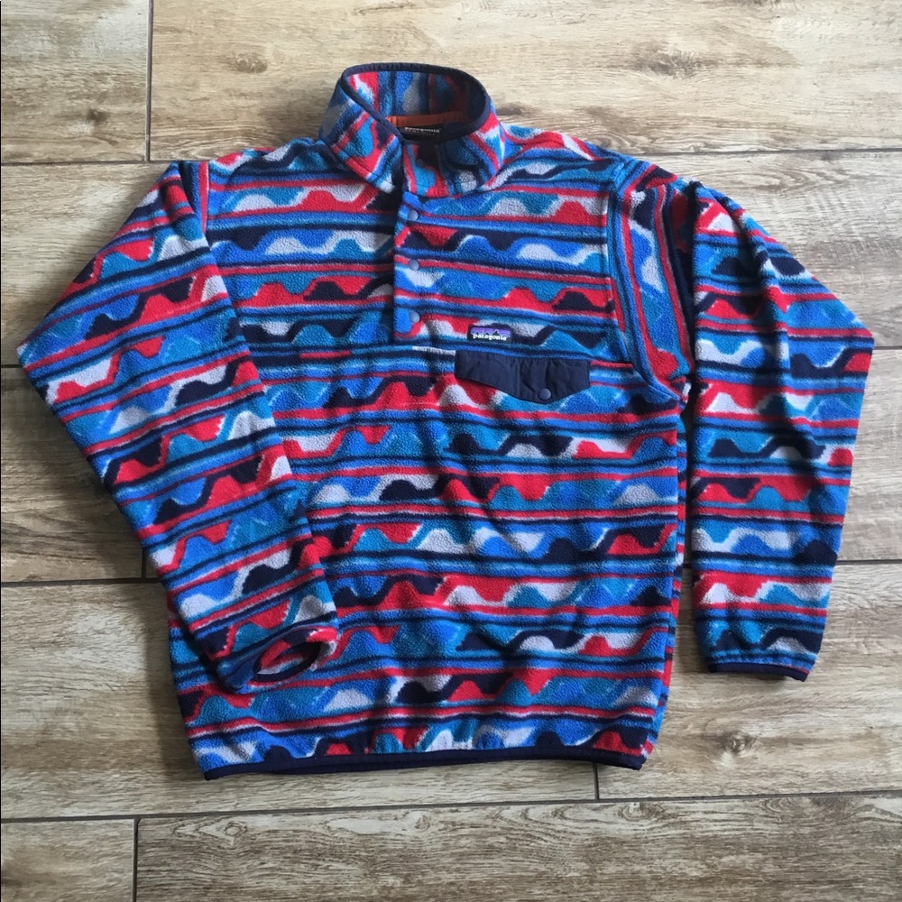 Mens Patagonia Aztec Fleece Jacket Snap T Synchilla Sweater Pullover Size M